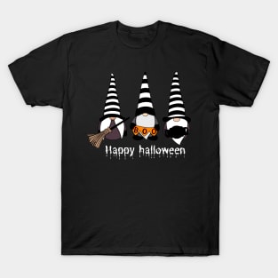 Happy Halloween! Cute Gnomes with Hats Autumn Vibes Halloween Boo Thanksgiving and Fall Color Lovers T-Shirt